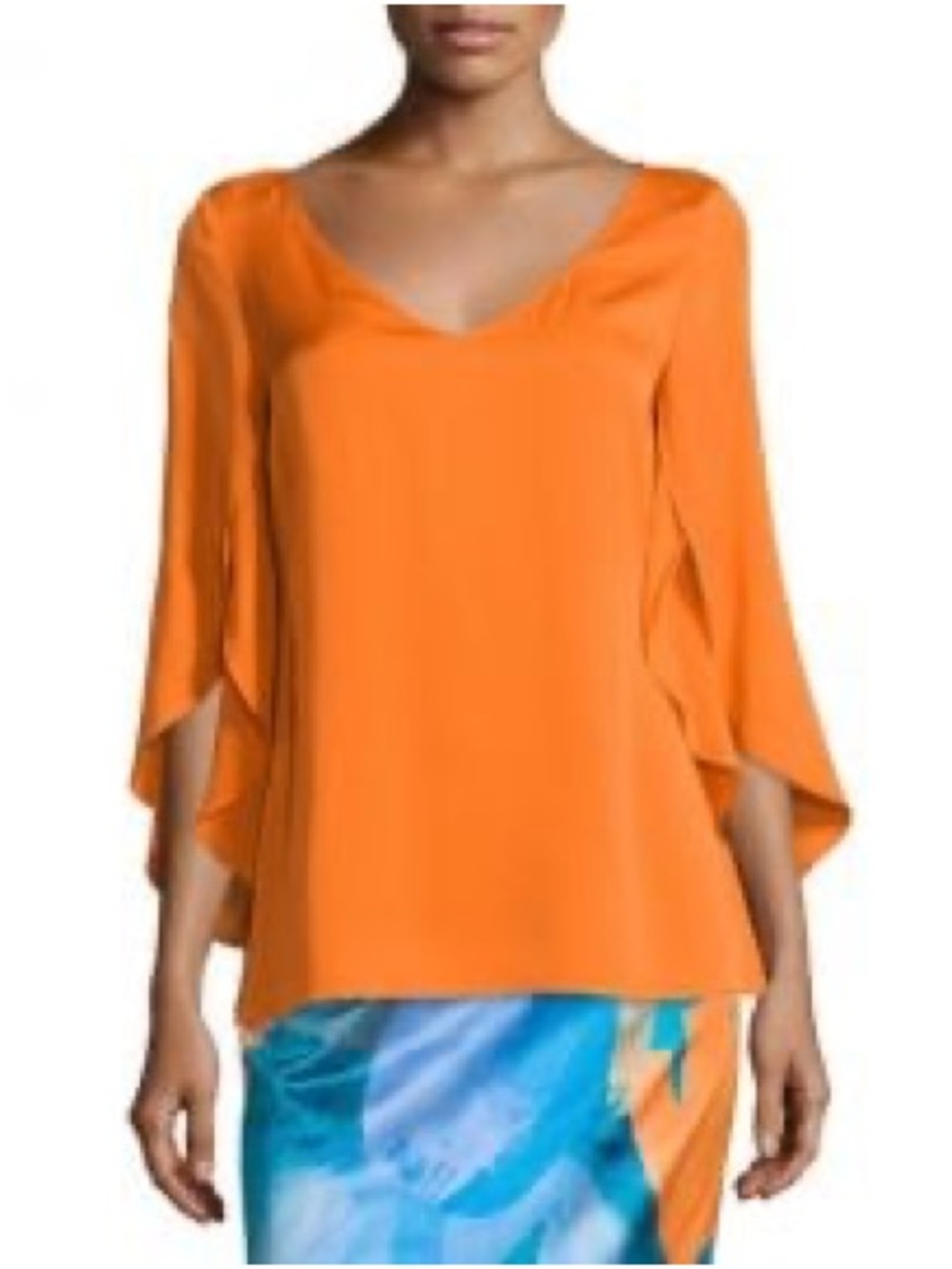 MILLY Orange Butterfly Sleeve Blouse NWT Size 8 Statement Top